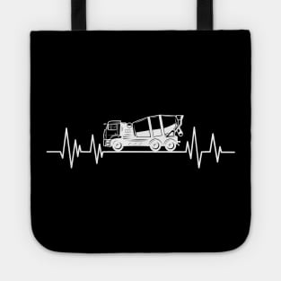 concrete mixer truck Driver heartbeat Birthday concrete mixer machine lover Tote