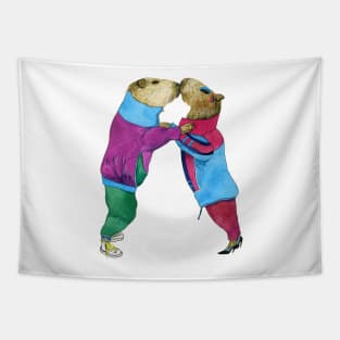 Kissing capybaras couple Tapestry