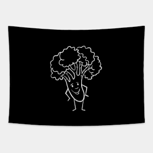 Broccoli white line art version Tapestry