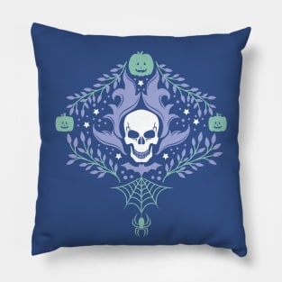 Damask Halloween - Turquoise Pillow