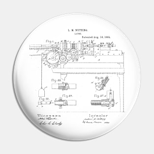 Lathe Woodworking Vintage Patent Hand Drawing Pin