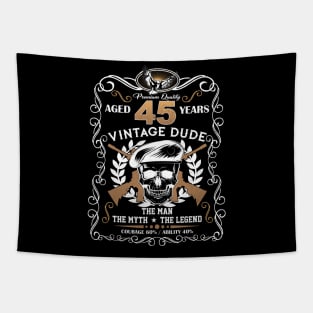 Skull Aged 45 Years Vintage 45 Dude Tapestry
