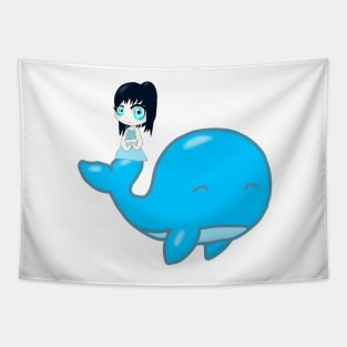 Whale Chibi Girl Tapestry