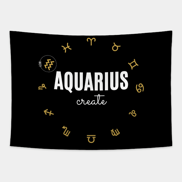 Aquarius Zodiac Horoscope Tapestry by Meow_My_Cat