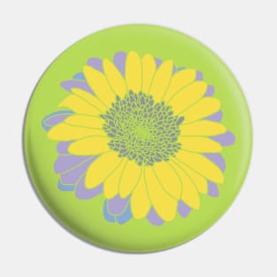 Yellow Gray and Purple Flower Drawing Pin