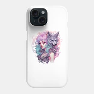 Pastel Goth wolf woman Phone Case