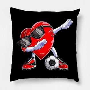 Dabbing Soccer Ball Heart Valentines Day  Men Boys Kids Pillow