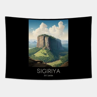 A Vintage Travel Illustration of Sigiriya - Sri Lanka Tapestry