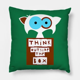 Funny cat – Think outside the box. (Chopin) – green Pillow