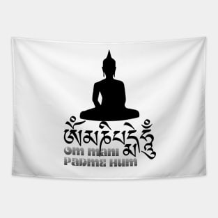 Tibetan Buddhist Mantra Om Mani Padme Hum with Buddha Tapestry