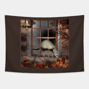 Autumn Escape Ferret - Window ferrets art design Tapestry