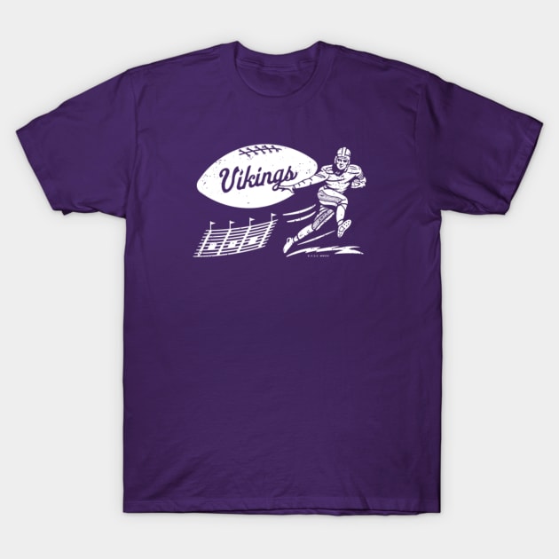 deadmansupplyco Vintage Football - Minnesota Vikings (White Vikings Wordmark) T-Shirt