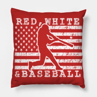 Red White and Baseball American Flag USA Baseball Fan Pillow