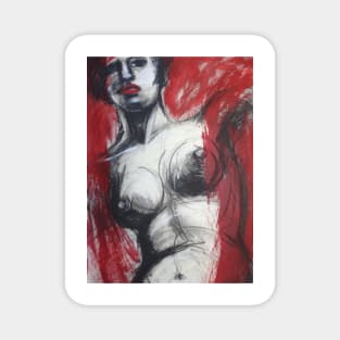 Nude Woman Torso On Red Magnet