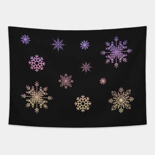 Pastel Ombre Faux Glitter Snowflakes Tapestry