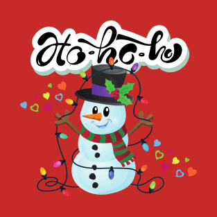 Snowman with Christmas lights - HO HO HO T-Shirt