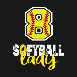 8th Birthday Softball Lady Girl 8 Years Old Softball Lover graphic T-Shirt