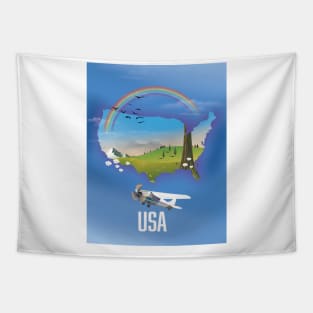 USA Map Travel poster Tapestry