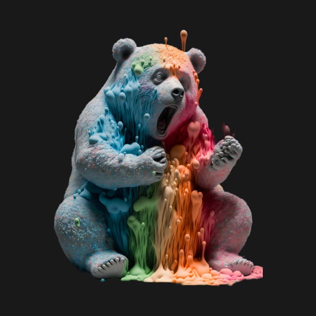 Colour Paint Splatter Screaming Panda by Bam-the-25th