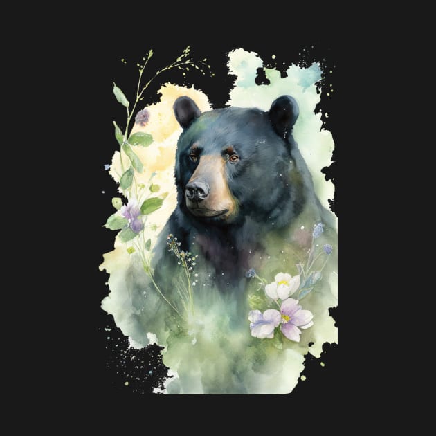 Portrait of an adorable and beautiful Bear watercolor by Nethmi