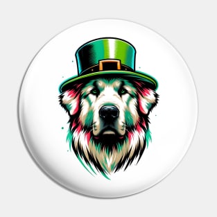 Anatolian Shepherd Dog Celebrates Saint Patrick's Day Pin