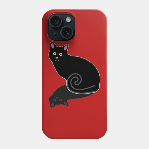 Black Cat with Shadow Phone Case by evisionarts
