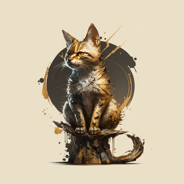 Full shot of a cat in a painted graphic style by JoJoLikesToast