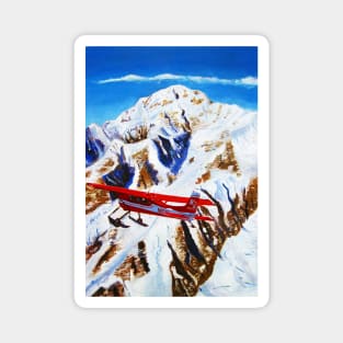 Denali Mountain Painting, K2 Aviation, De Havilland Beaver, Alaska Mountains, Gift for Pilot, Scott Clendaniel, Alaska Aviation, Mt McKinley Active Magnet