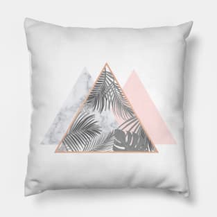 Copper blush gray marble geometric triangles pattern Pillow