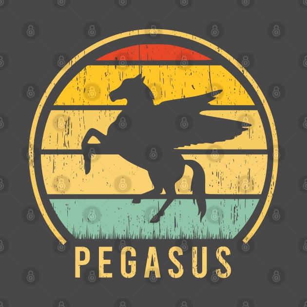 Pegasus Horse badge distressed retro sunset logo by SpaceWiz95