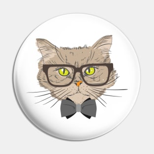 Hipster Cat Kitten Spectacles Eye Glasses Funny Cute T-Shirt Pin