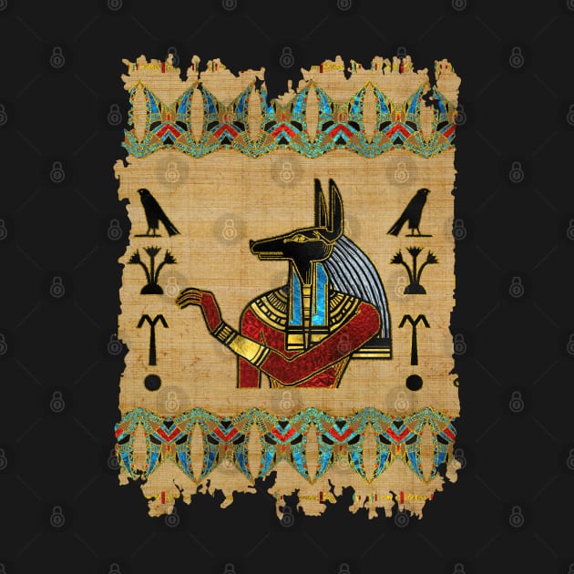 Egyptian Anubis Ornament on papyrus by Nartissima