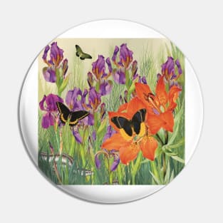 The snake in Paradise, snake and butterflies with flowers Pin