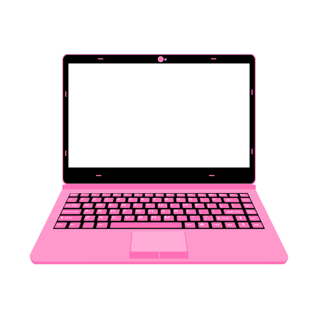 realistic laptop vector illustration in black and pink color by asepsarifudin09