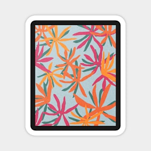 Abstract flowers, Retro, Mid century art Magnet