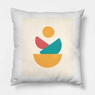 bowl, plates , Abstract design , Mid century modern kids wall art, Nursery room Mounted Print Pillow