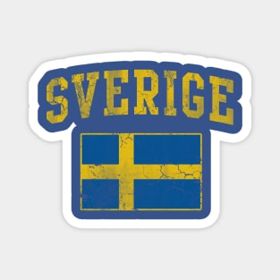 Sverige Flag Sweden Swedish Vintage Fade Magnet