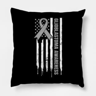 Glioblastoma Awareness US American Flag Pillow