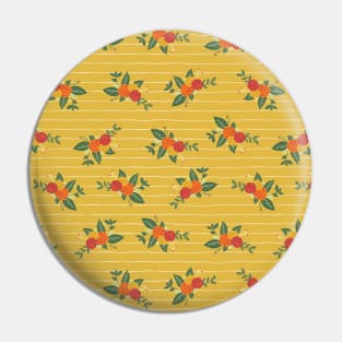 Retro Autumn Flower Bouquets Mustard Pin