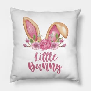 Little Bunny - Easter Bunny Ears with Pink Flowers Pillow