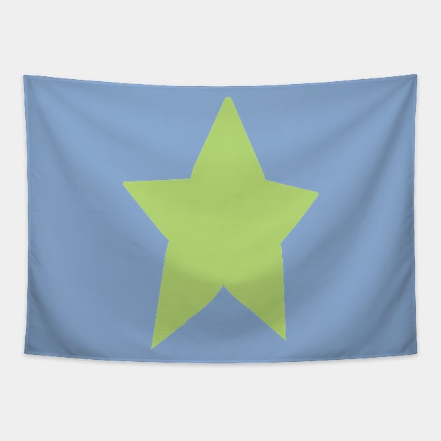 Pale Green Star On Light Blue Tapestry by ellenhenryart