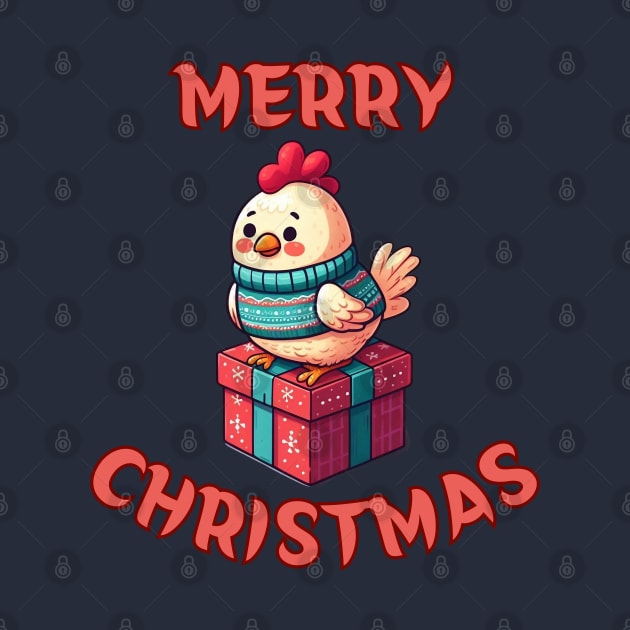 Chicken Merry Christmas by BukovskyART