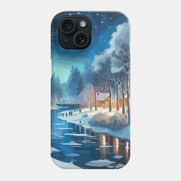 Winter Lake at Night Phone Case by Siha Arts