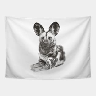 Wild Dog Making Eye Contact Tapestry