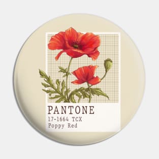 Pantone Poppy red flower Pin