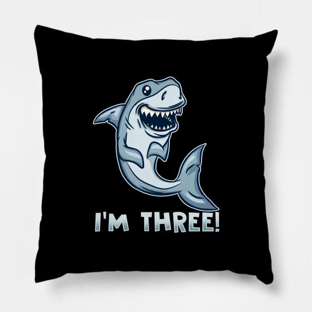 I'm Three - Shark Boy 3rd Birthday T-Shirt Pillow by biNutz