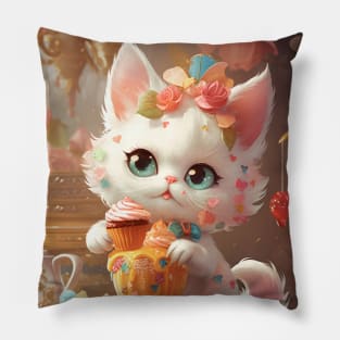 Cute Dessert Kitty 1 Pillow