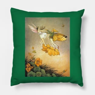 Fairies Dancing in the Nasturtiums - Ida Rentoul Outhwaite Pillow