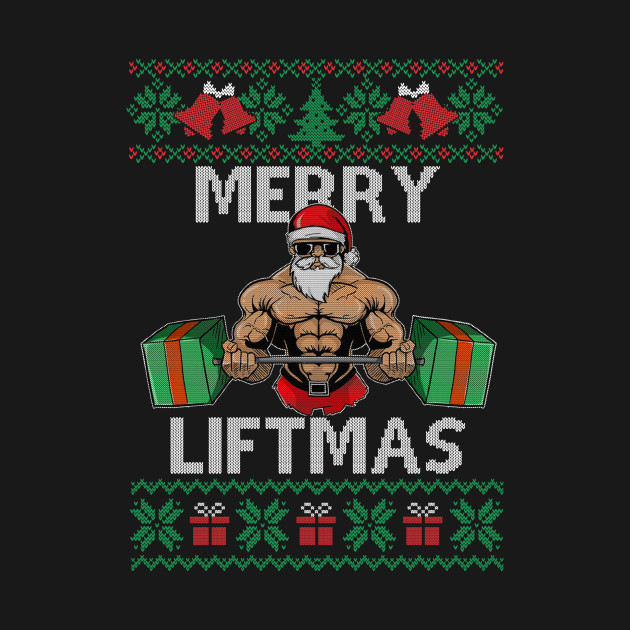 Disover Merry Liftmas Christmas Xmas Fitmas Fitness Santa Holiday 6 - Funny Christmas - T-Shirt