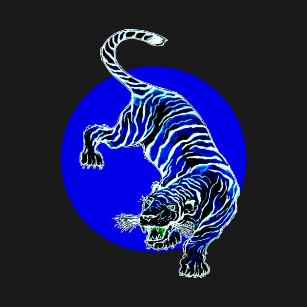 Blue and White Tiger Circle by ZeichenbloQ